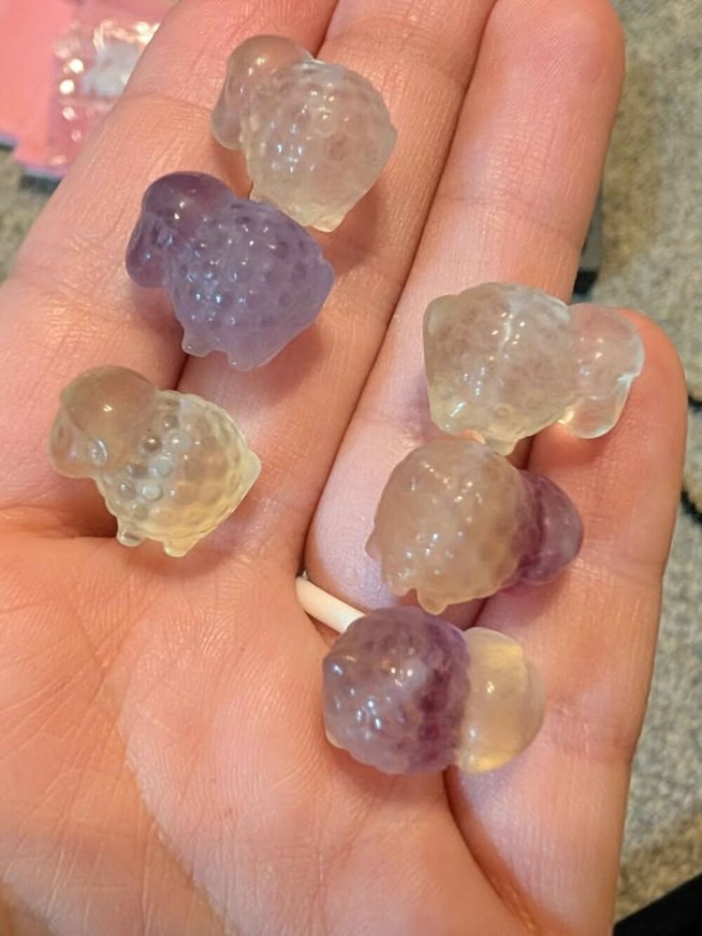 Small fluorite sheep carvings
